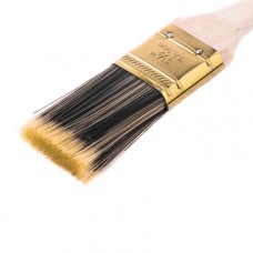 Кисть плоская 1.5", жесткая золотистая искусственная щетина, деревянная ручка