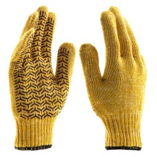 Перчатки трикотажные усиленные, гелевое ПВХ-покрытие, 7 класс, желтые Россия Сибртех