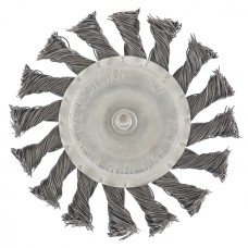 Щетка для дрели, 100 мм, плоская со шпилькой, крученая металлическая проволока Сибртех
